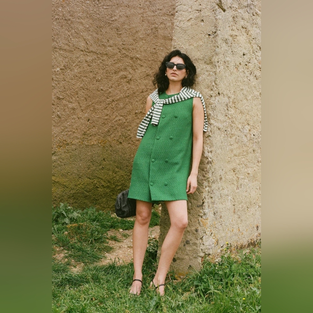 NWT Emerald Green Tweed Bianca Dress Size XL  by Pomander Place - Picture 7 of 10